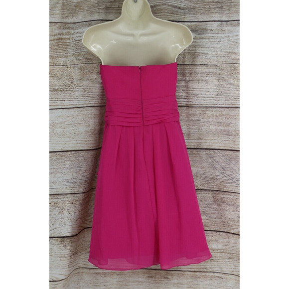 Davids Bridal Womens Size 8 Strapless Formal Mini Prom Dress Fuchsia Pink - Picture 4 of 8